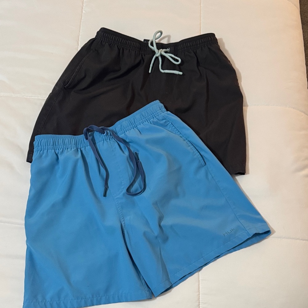Huk Men's Swim Trunks in Black and Blue